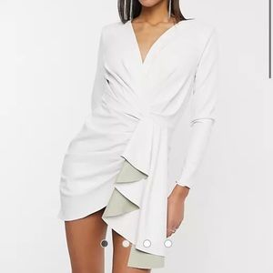 NWT ASOS DESIGN plunge drape pu mini dress